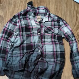 Plaid Kids Shirt - Black, Gray, Pink
